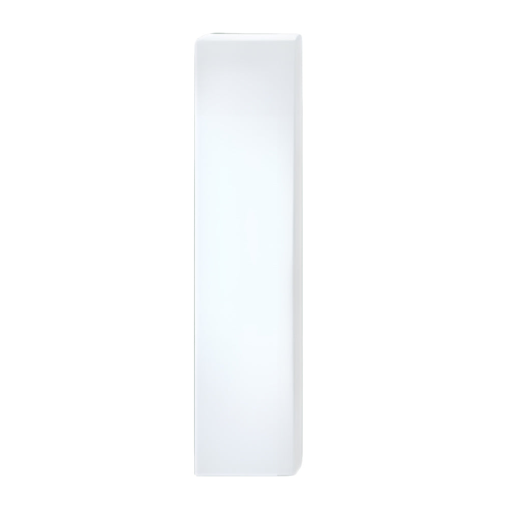 Minimalist white square floor lamp with clean geometric design on neutral background