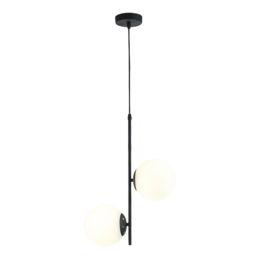 Minimalist glass hanging pendant light featuring sleek black finish and transparent globe shade design