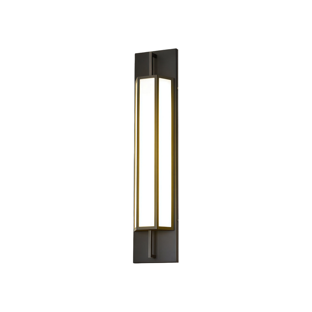 Minimalist Large Outdoor Wall Light fixture isolated on white background with contemporary black metal finish.