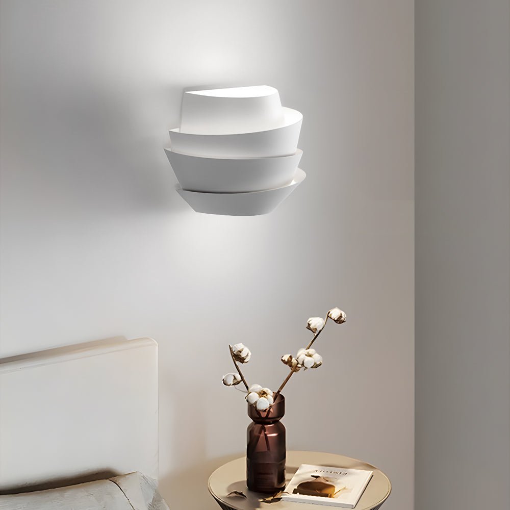 Minimalist Layers Half Cylinder Iron 2 - Light Wall Sconce - White