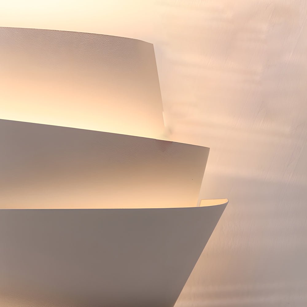 Minimalist Layers Half Cylinder Iron 2 - Light Wall Sconce - White