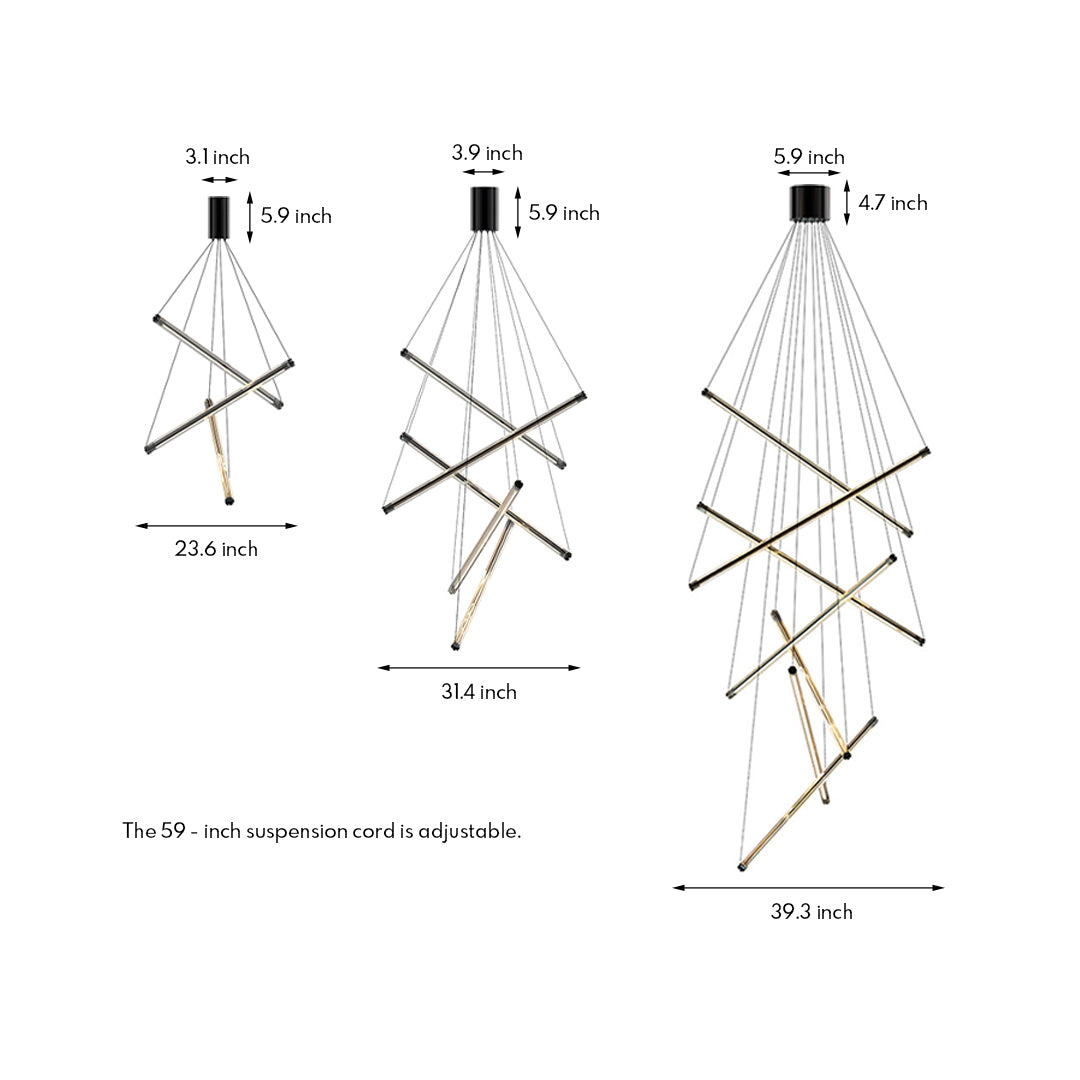 Minimalist LED linear chandelier with sleek black frame and integrated lighting for modern spaces