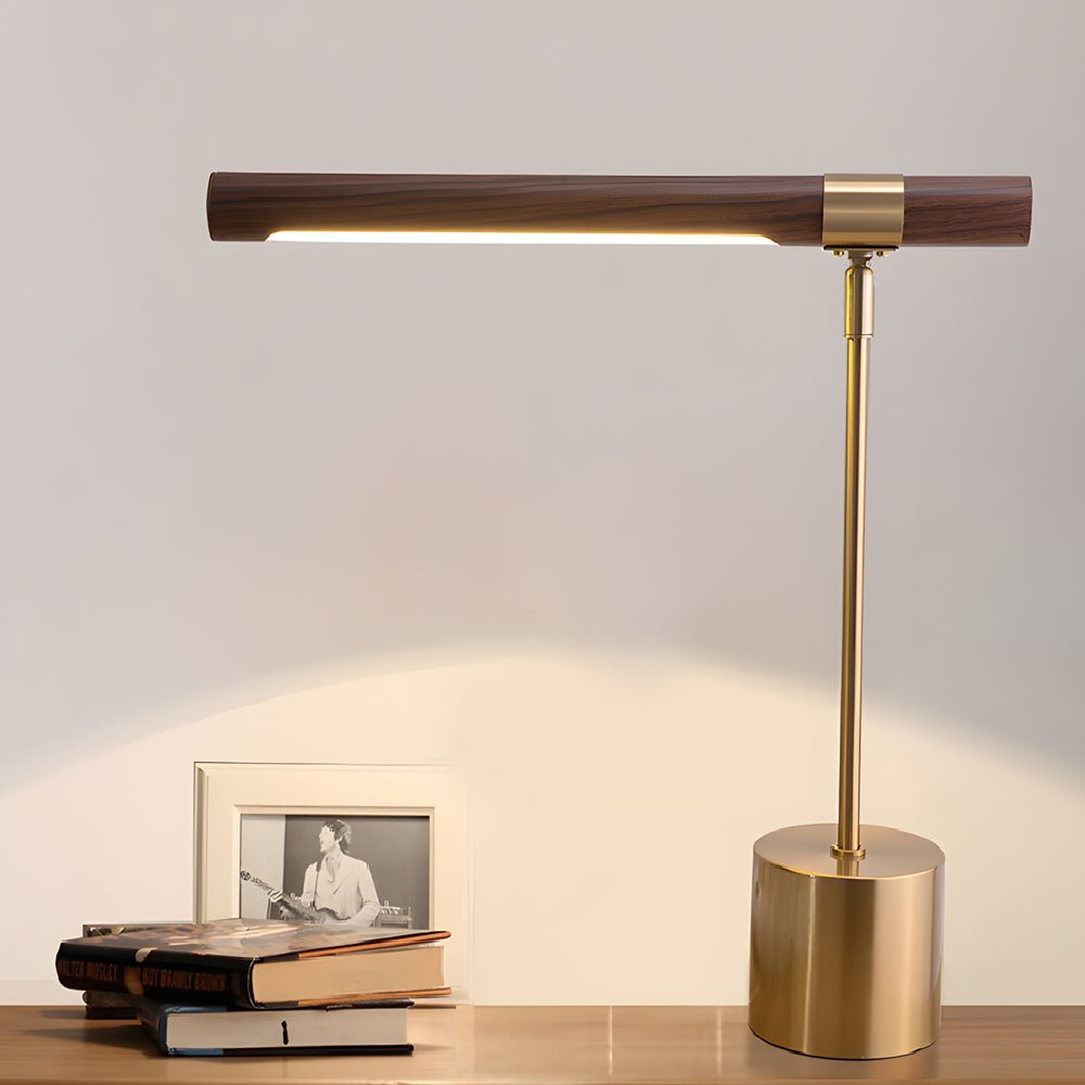 2-Piece Study Lighting Set: LED Semi-Flush Mount & Wood Desk Lamp