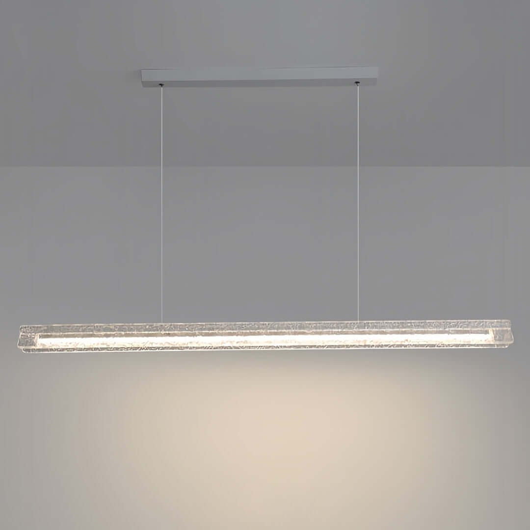 Minimalist long bar modern white pendant light fixture, perfect for illuminating dining tables or kitchen islands.
