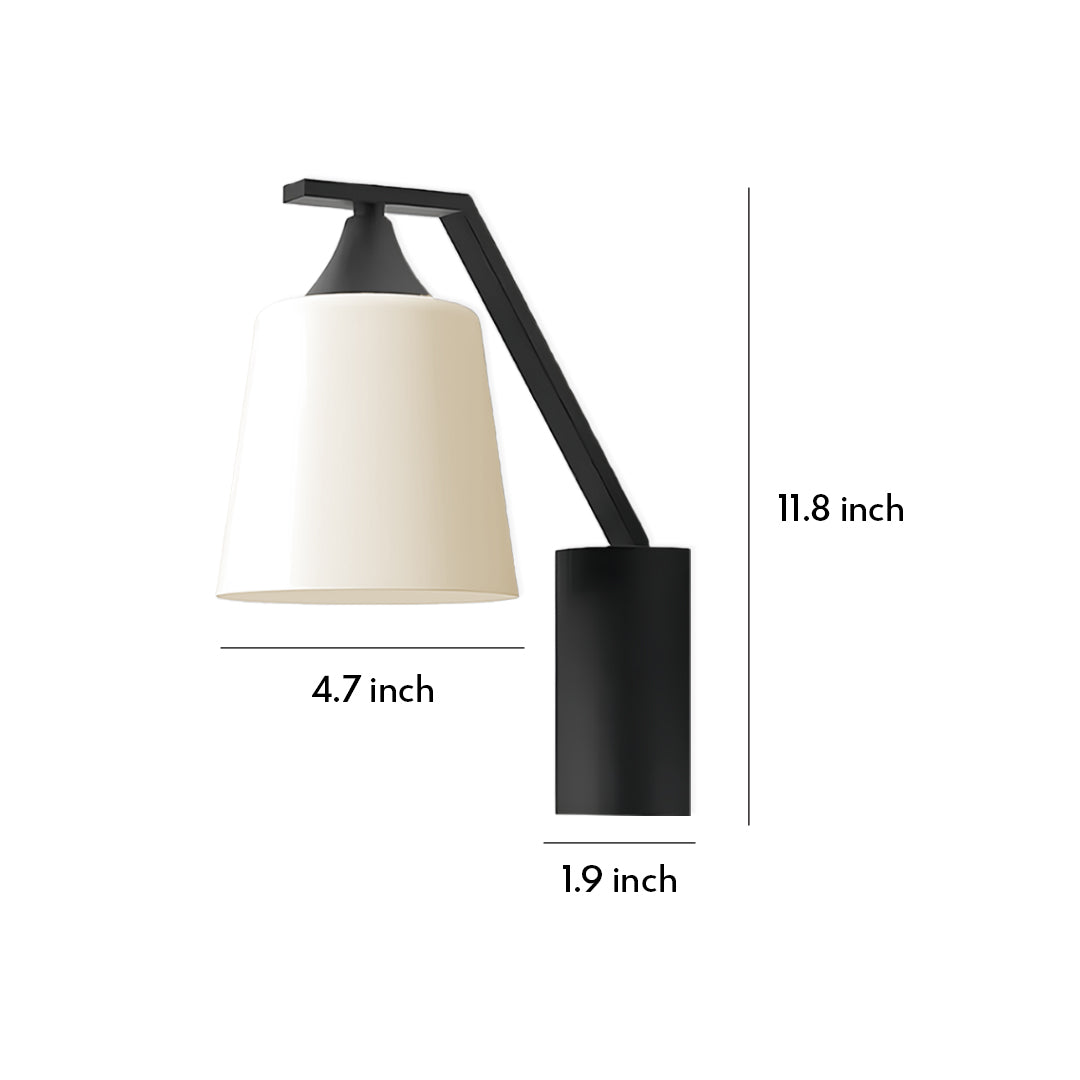Minimalist outdoor sconce black with white lampshade, perfect for modern exteriors and subtle lighting effects.