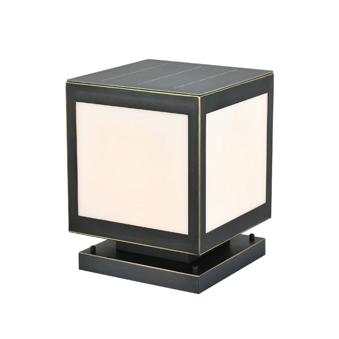 Minimalist pillar solar light with a square design, perfect for contemporary outdoor decor.