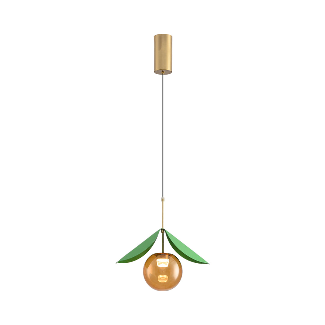 Minimalist glass globe pendant light fixture with single pendant design and brass ceiling mount
