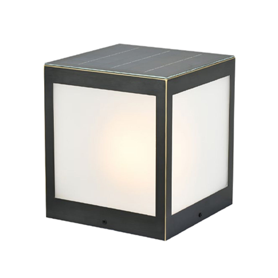 Minimalist solar outdoor pillar lights with a sleek square design, perfect for contemporary gardens.