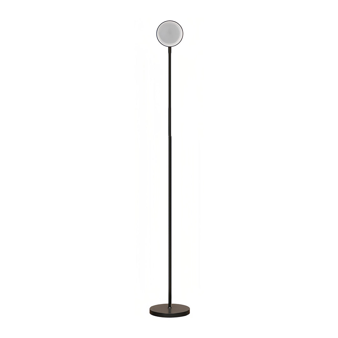 Minimalist tall floor lamps with adjustable head shown in neutral bedroom setting