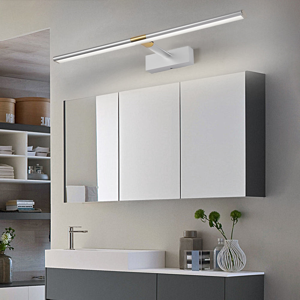 Minimalist vanity lights designed for a modern master bathroom.