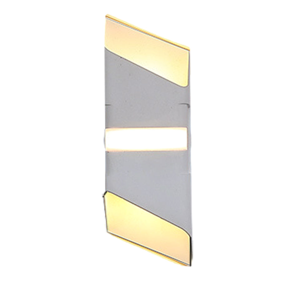 Minimalist wall sconce with silver frame and golden light strip design