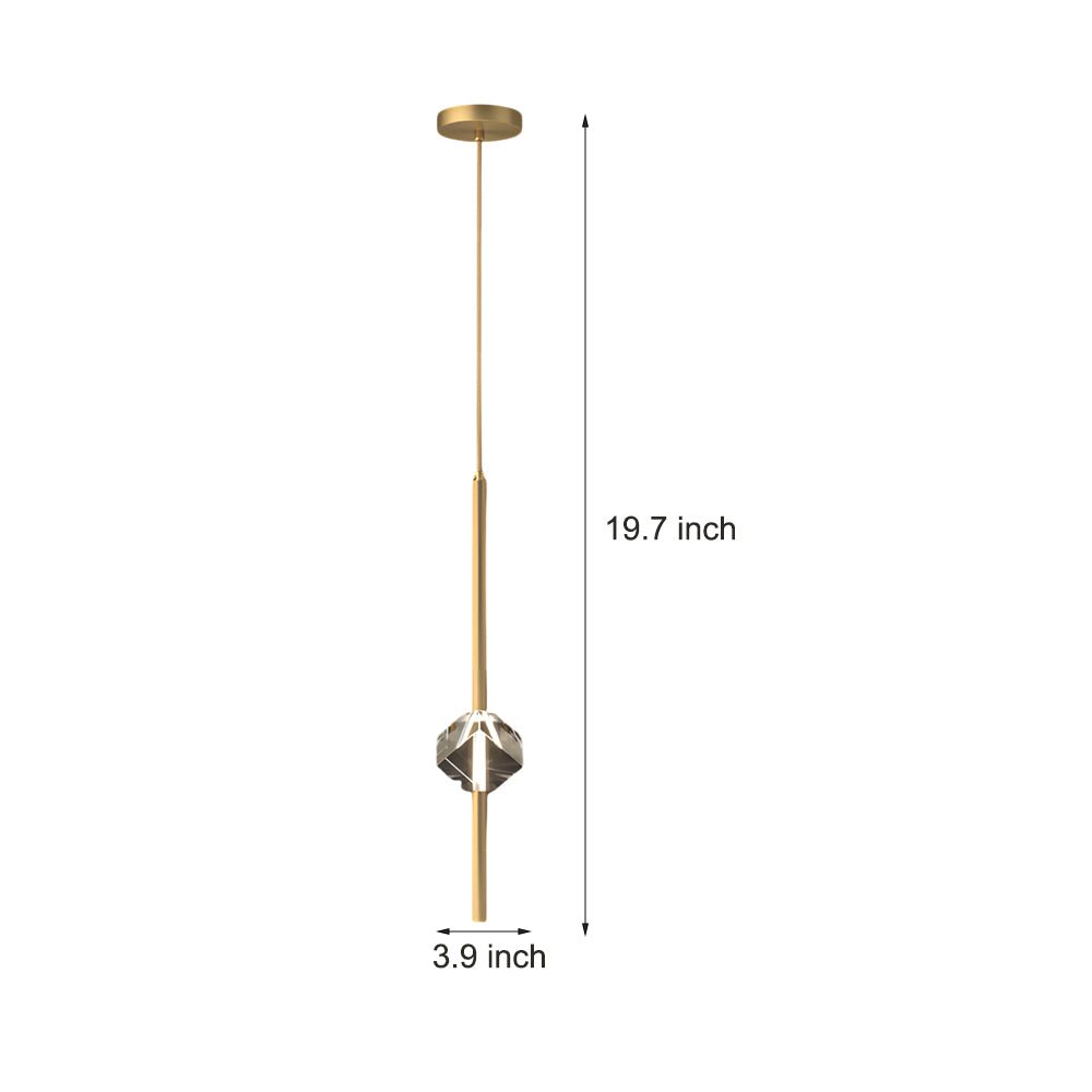Modern 1 - Light Copper Single Crystal Pendant Light with 3 - Step Dimming LED