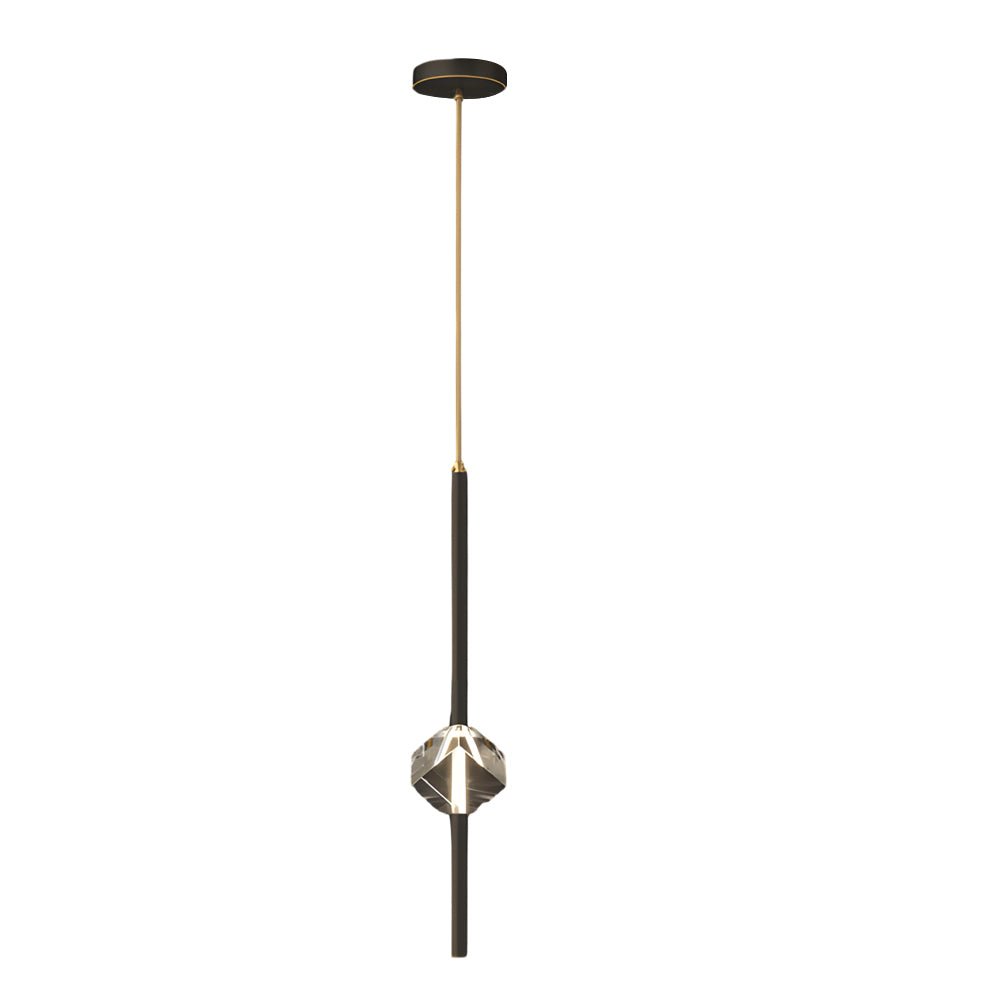 Modern 1 - Light Copper Single Crystal Pendant Light with 3 - Step Dimming LED