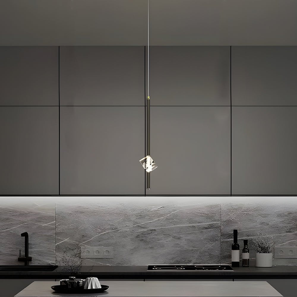 Modern 1 - Light Copper Single Crystal Pendant Light with 3 - Step Dimming LED