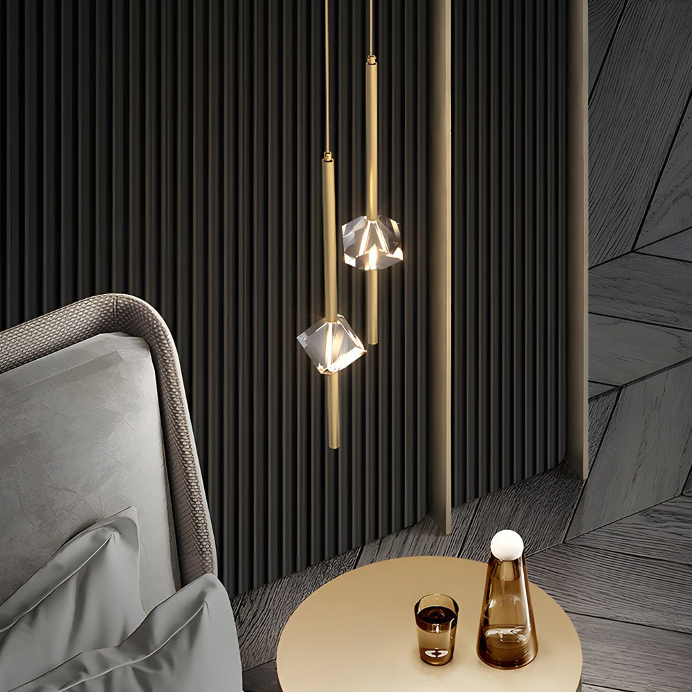 Modern 1 - Light Copper Single Crystal Pendant Light with 3 - Step Dimming LED