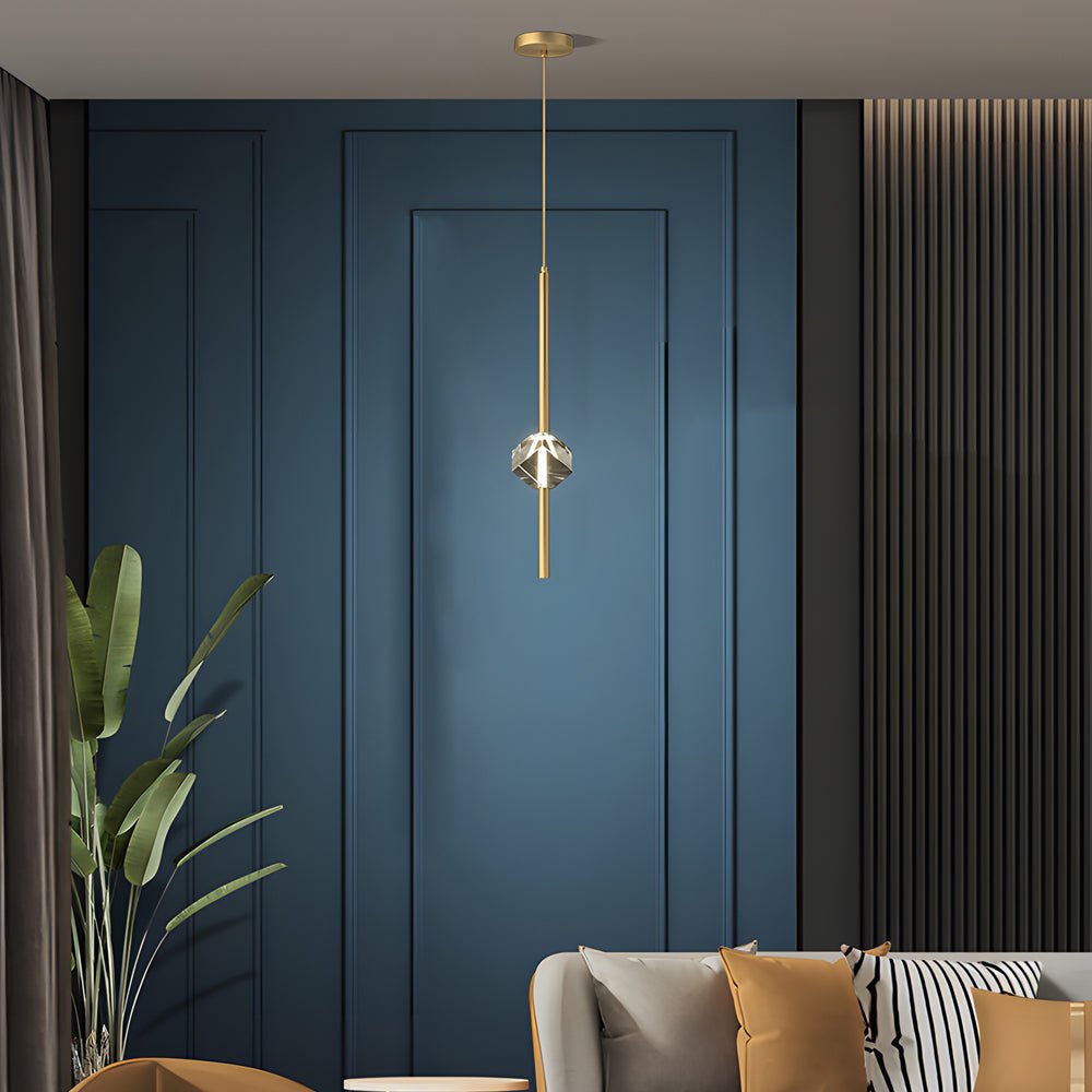 Modern 1 - Light Copper Single Crystal Pendant Light with 3 - Step Dimming LED