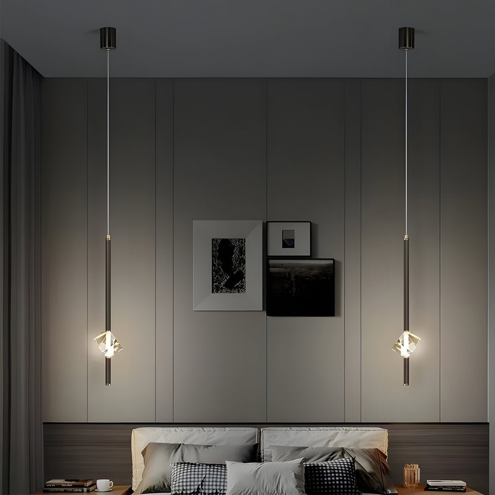 Modern 1 - Light Copper Single Crystal Pendant Light with 3 - Step Dimming LED