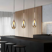 Modern 1 - Light LED Teardrop Glass Pendant Light in Amber/Smoke Gray