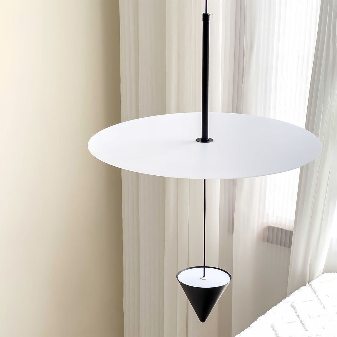 Modern 1 light pendant installation with dual height arrangement for dynamic interior lighting