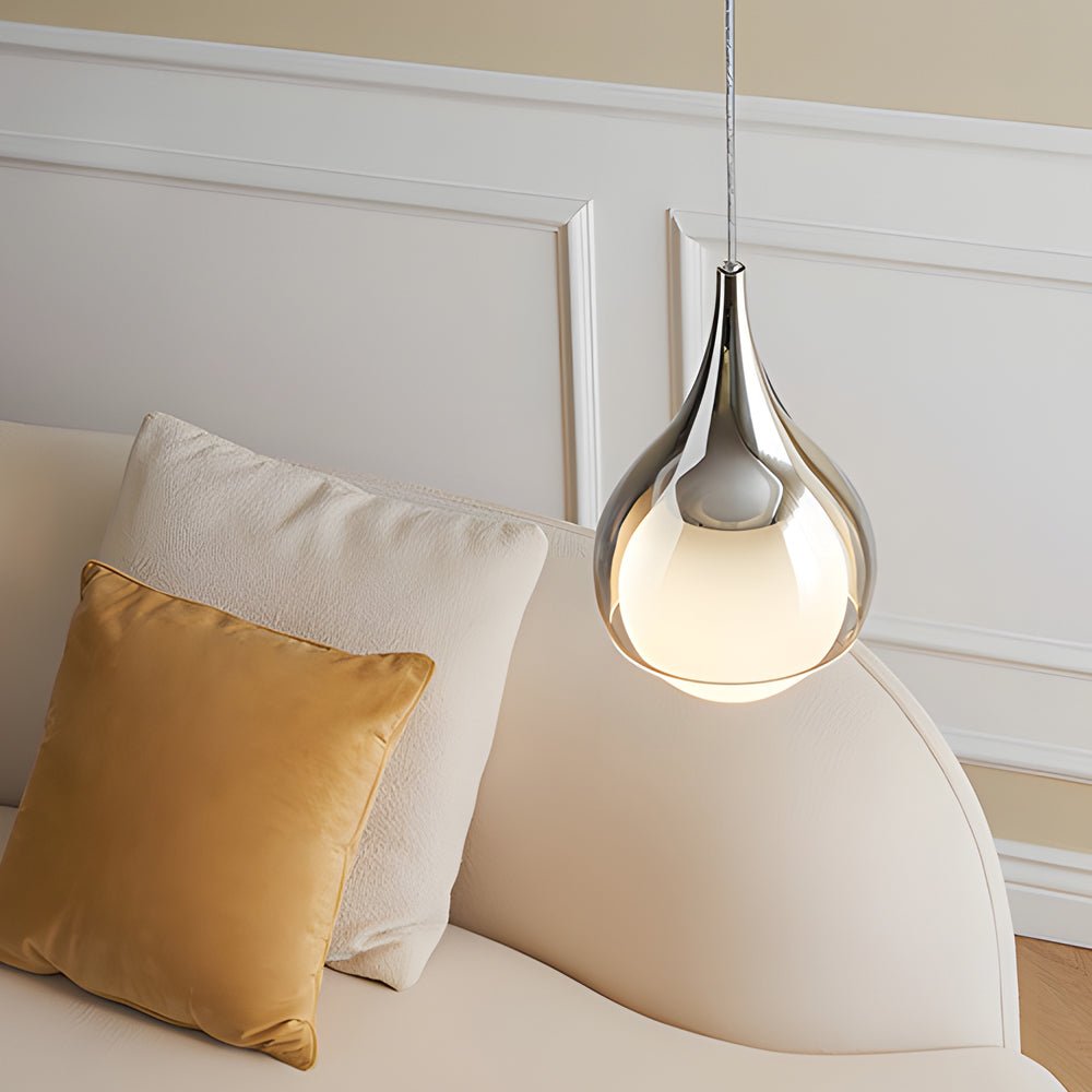 Modern 1 - Light Teardrop Droplet Glass Pendant Light, Adjustable Height