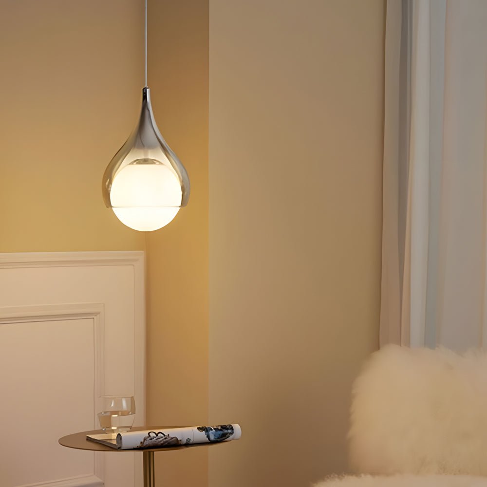 Modern 1 - Light Teardrop Droplet Glass Pendant Light, Adjustable Height