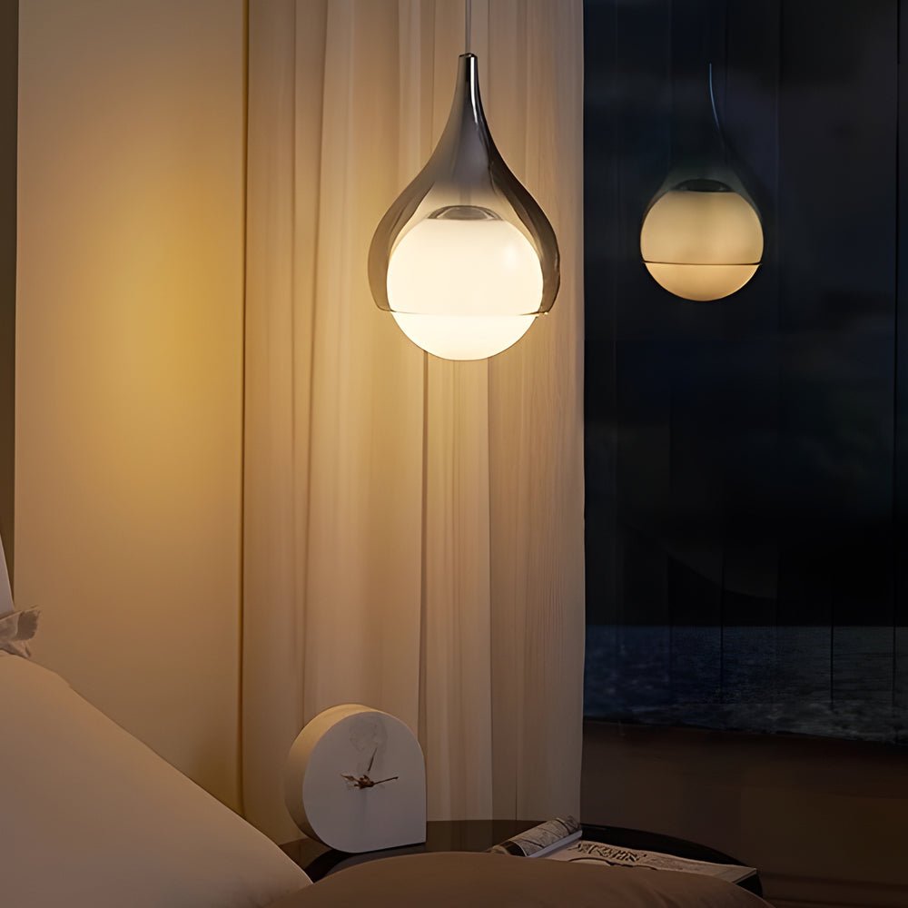 Modern 1 - Light Teardrop Droplet Glass Pendant Light, Adjustable Height
