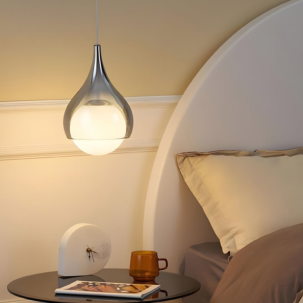 Modern 1 - Light Teardrop Droplet Glass Pendant Light, Adjustable Height
