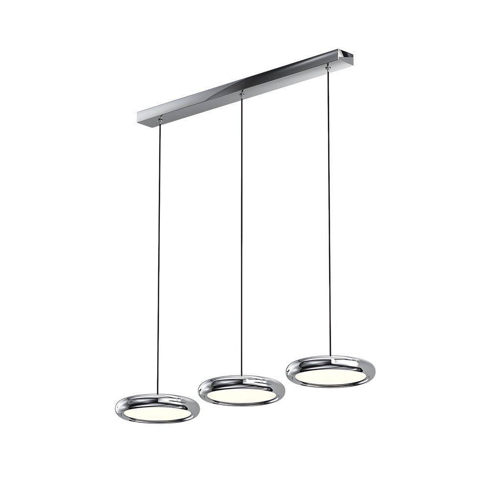 Modern 1/3 - Light Black/chrome Round Metallic LED Pendant Light