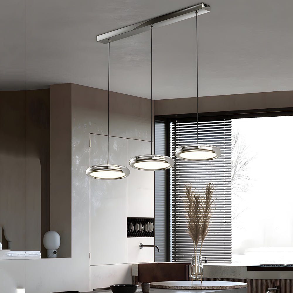 Modern 1/3 - Light Black/chrome Round Metallic LED Pendant Light