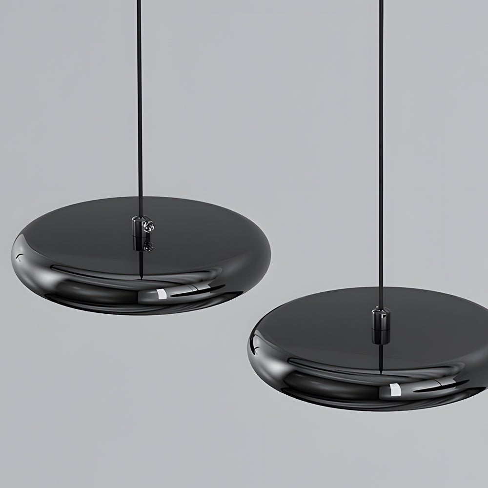 Modern 1/3 - Light Black/chrome Round Metallic LED Pendant Light