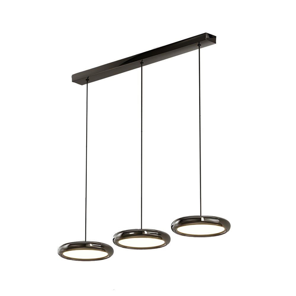 Modern 1/3 - Light Black/chrome Round Metallic LED Pendant Light