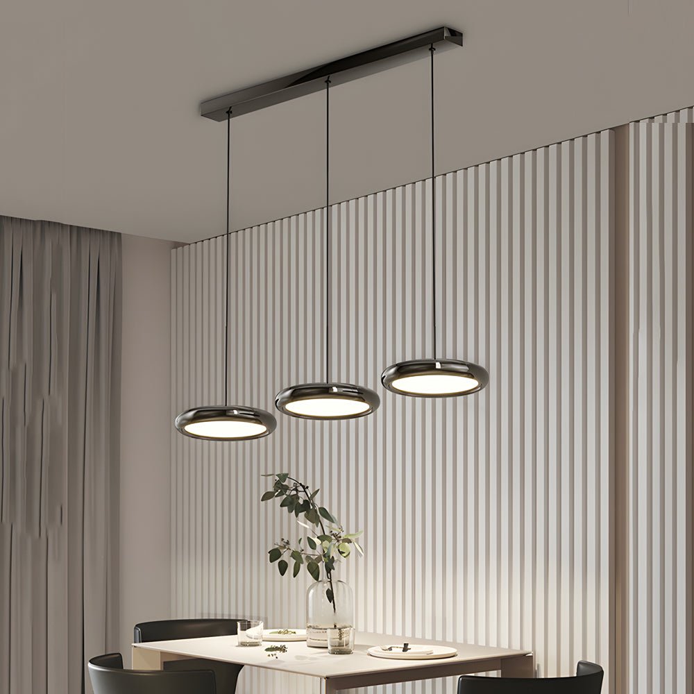 Modern 1/3 - Light Black/chrome Round Metallic LED Pendant Light