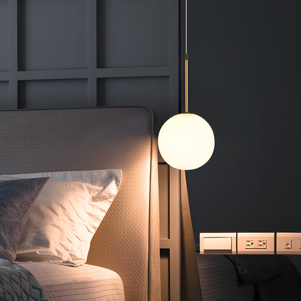 Modern 1/3 - Light White Glass Globe Island Pendant Light in Gold Finish