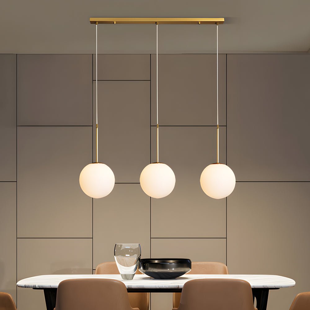 Modern 1/3 - Light White Glass Globe Island Pendant Light in Gold Finish