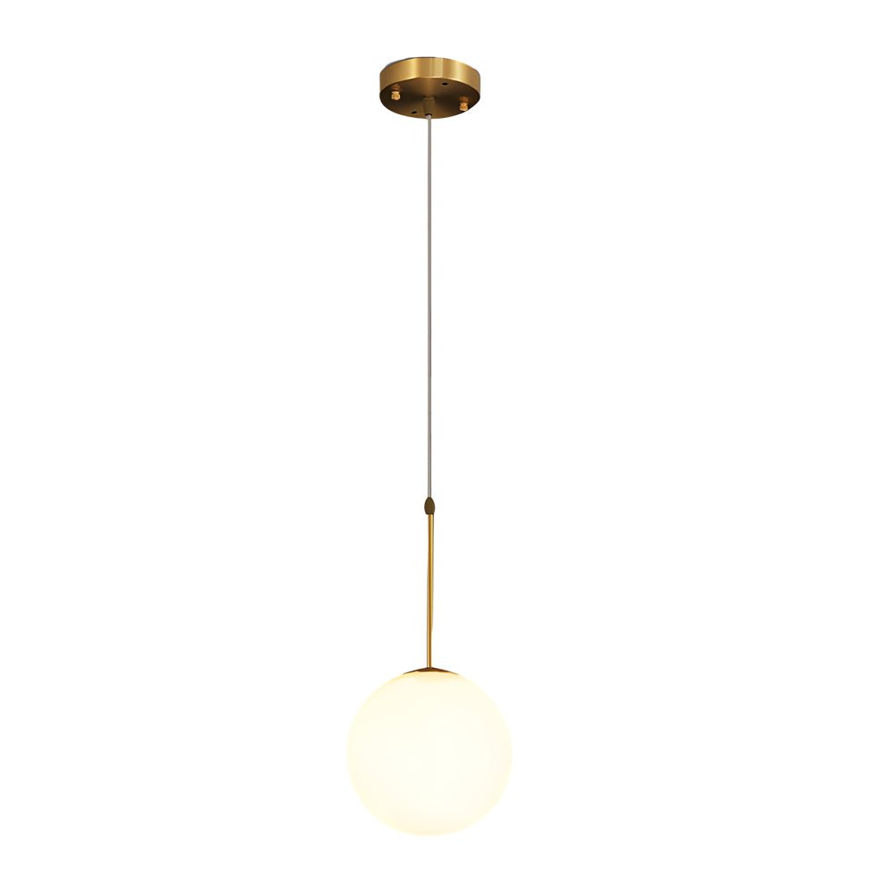 Modern 1/3 - Light White Glass Globe Island Pendant Light in Gold Finish
