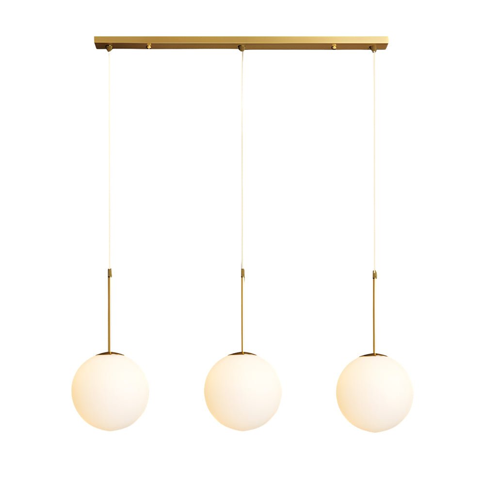 Modern 1/3 - Light White Glass Globe Island Pendant Light in Gold Finish