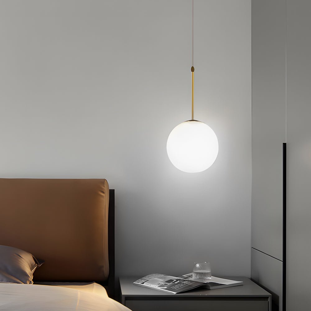 Modern 1/3 - Light White Glass Globe Island Pendant Light in Gold Finish