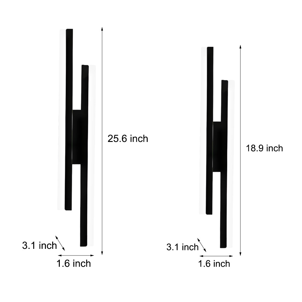 Modern 2 - Light Linear LED Wall Lamp with 3 - Step Dimming - Black/Gold Wall Sconce