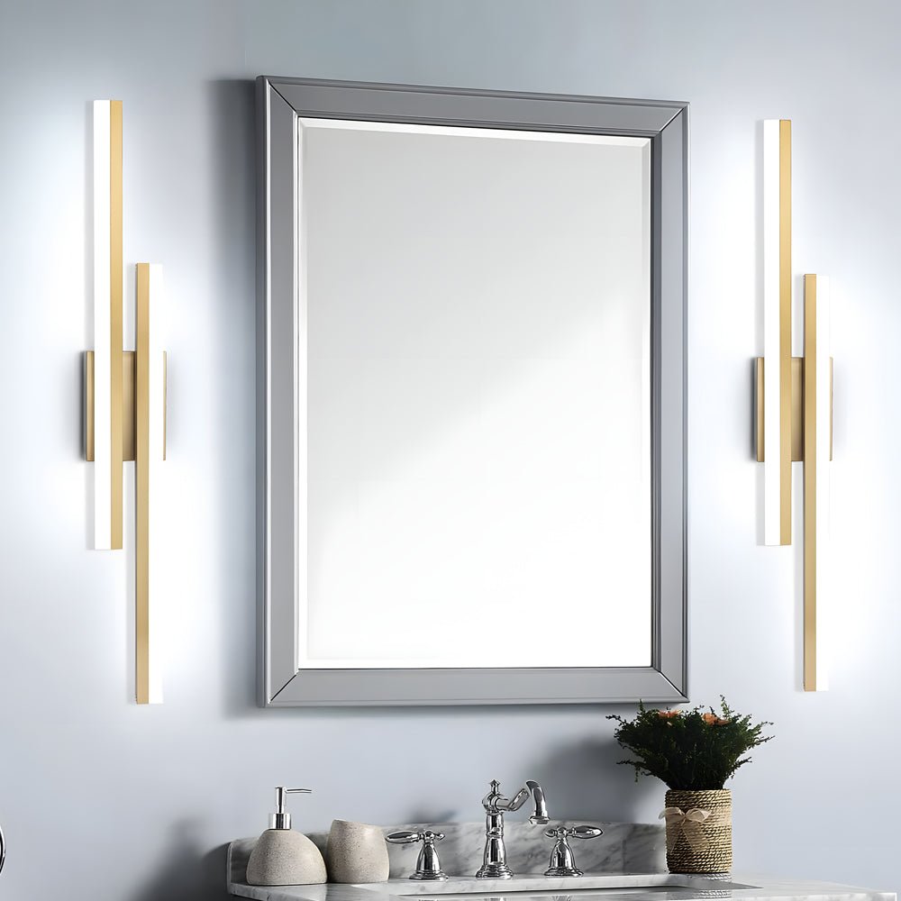 Modern 2 - Light Linear LED Wall Lamp with 3 - Step Dimming - Black/Gold Wall Sconce