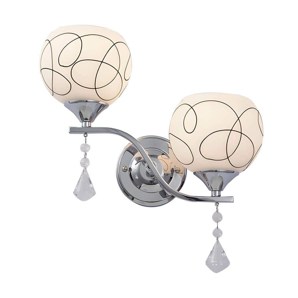 Modern 2 - Light Open Sphere Wall Sconce with Crystal Pendants