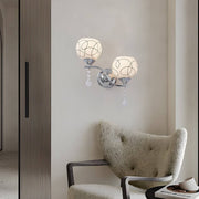 Modern 2 - Light Open Sphere Wall Sconce with Crystal Pendants