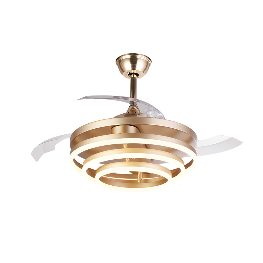 Modern 41" Retractable Ceiling Fan with LED Lights and Remote Control