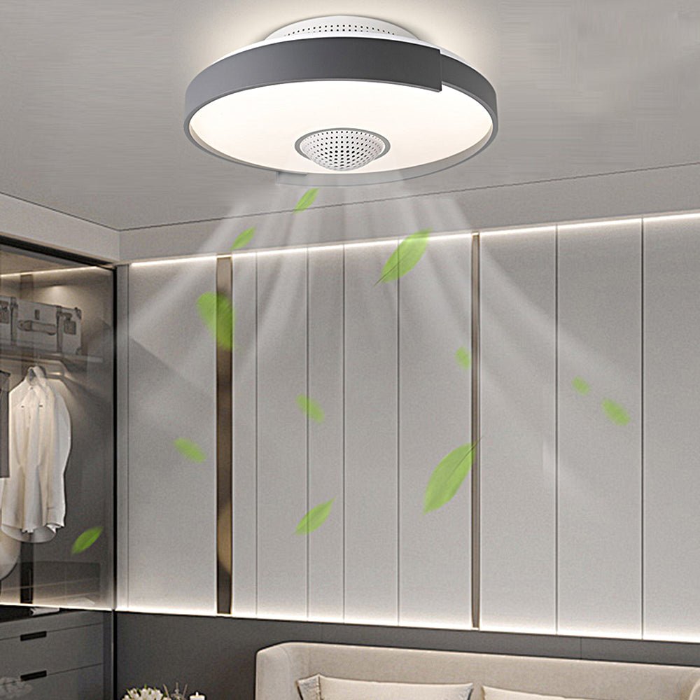 Modern 6 - Speed Bladeless Ceiling Fan with Dimmable LED Light - Round