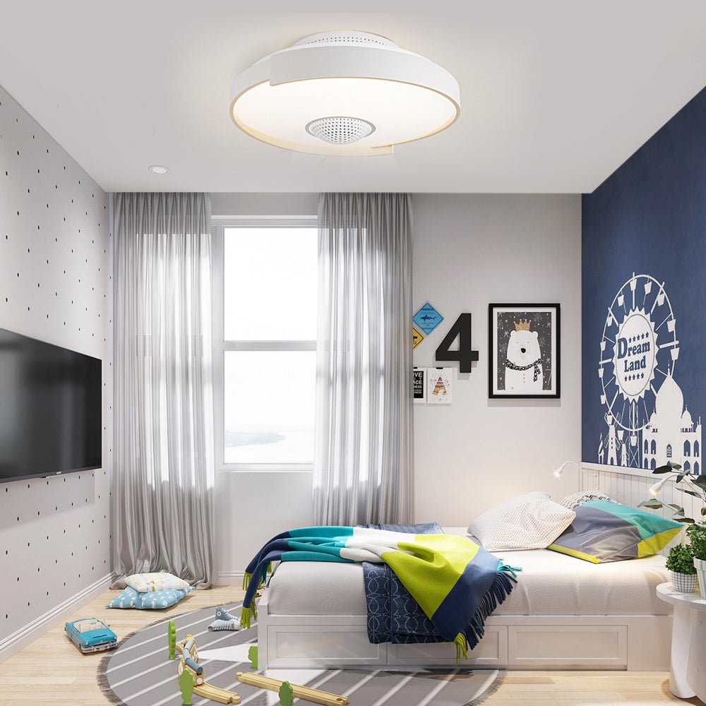 Modern 6 - Speed Bladeless Ceiling Fan with Dimmable LED Light - Round