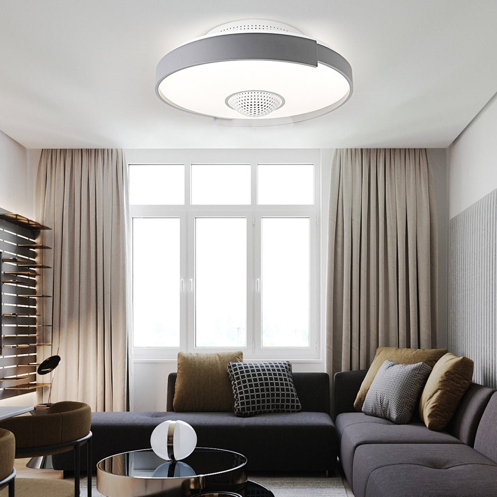 Modern 6 - Speed Bladeless Ceiling Fan with Dimmable LED Light - Round