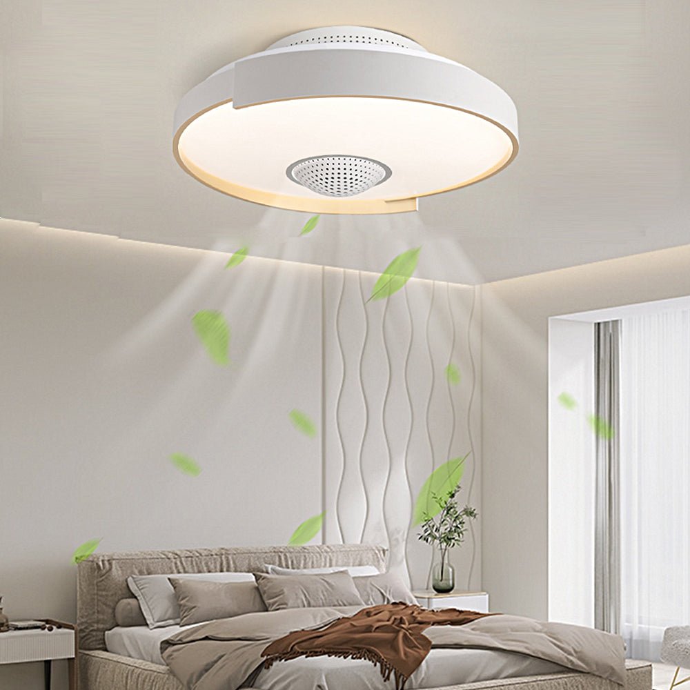 Modern 6 - Speed Bladeless Ceiling Fan with Dimmable LED Light - Round