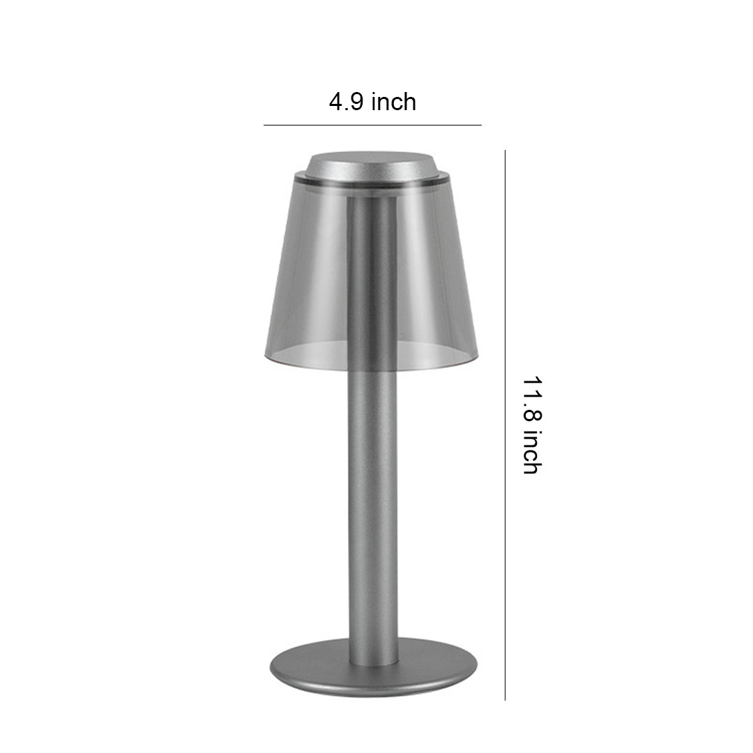 Modern adjustable table lamp with sleek metal stem and directional conical shade in silver finish