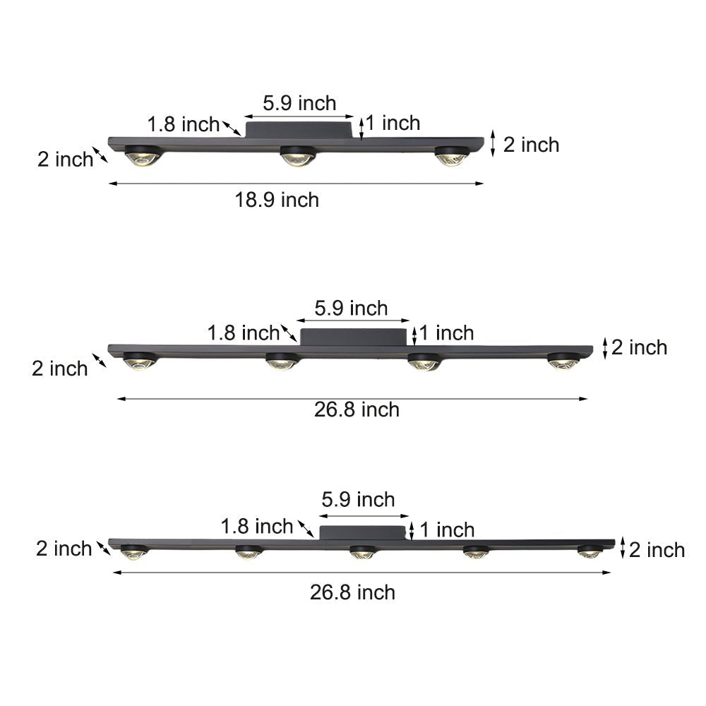 Modern Aluminum Black Long Bar Wall - Washing LED Ceiling Light - 3/4/5 - Light