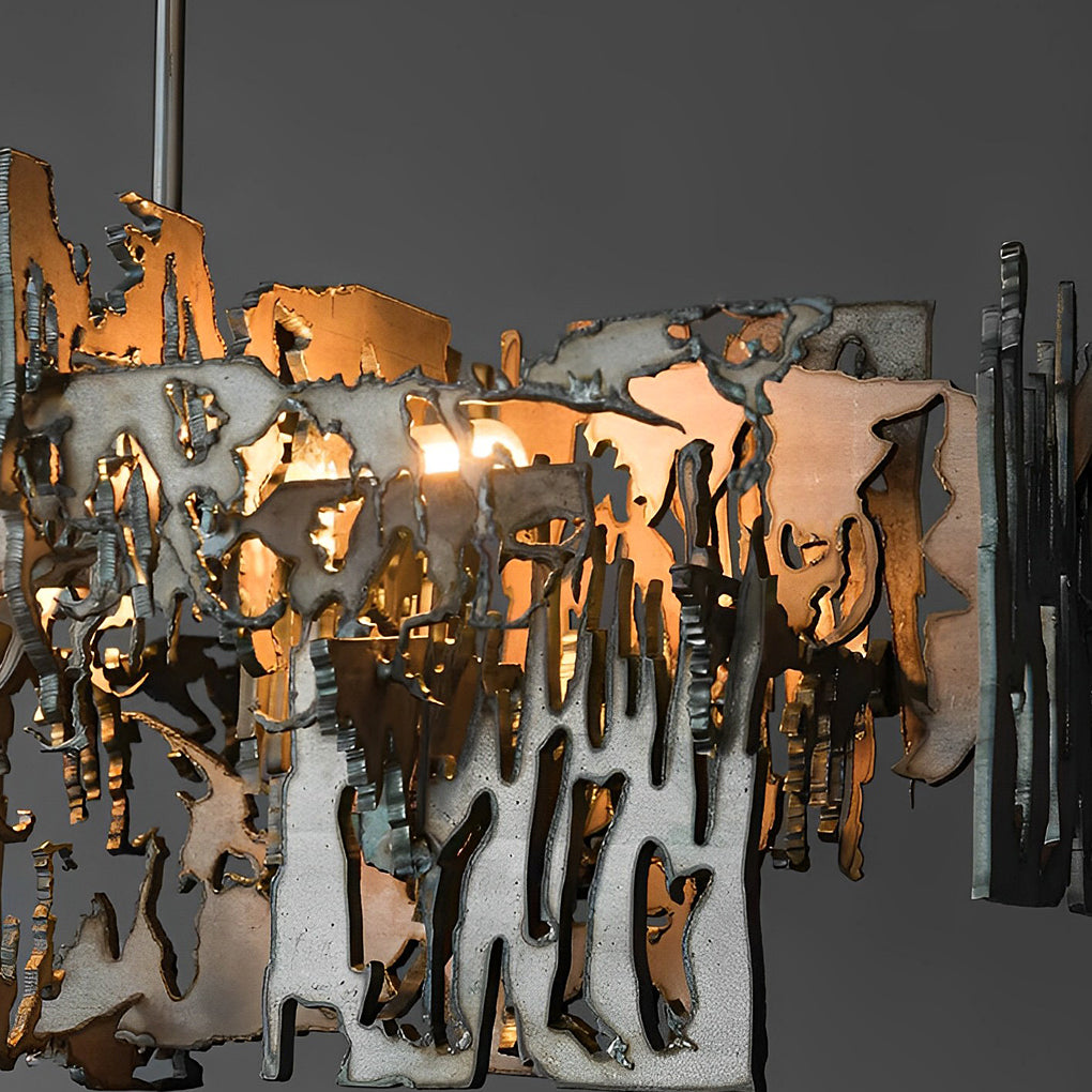 Modern art deco chandelier with a sleek design, enhancing a luxurious interior space.