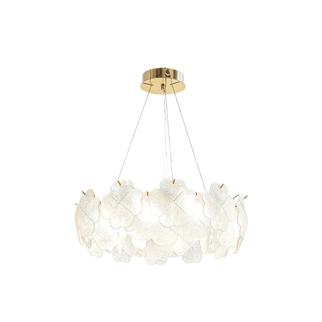 Modern artistic glass chandeliers with a cascading flower-like structure, adding luxury to dining spaces